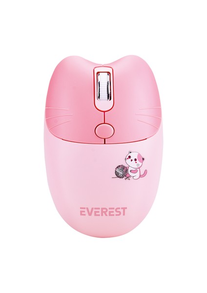 KM-6283 Catty Renkli Tuşlu Pembe Kablosuz Q Multimedia Klavye + Mouse + Pad Set