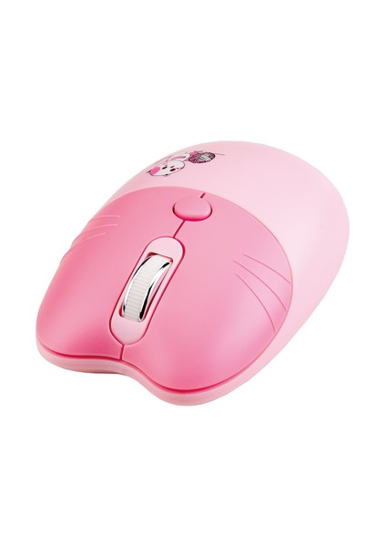 KM-6283 Catty Renkli Tuşlu Pembe Kablosuz Q Multimedia Klavye + Mouse + Pad Set