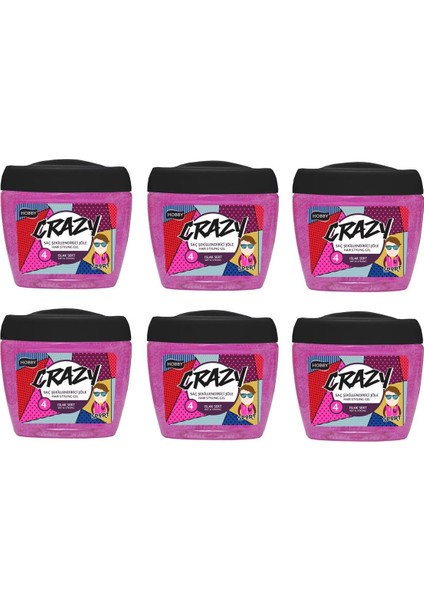 Crazy Sport Saç Şekillendirici Jöle Islak Sert Pembe (No:4) 700 Ml X 6 Adet