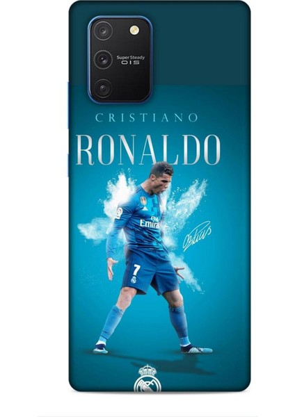 Samsung Galaxy S10 Lite Riksos Futbolcular 11 Cristiano Ronaldo Mavi 4K Baskılı Kılıf