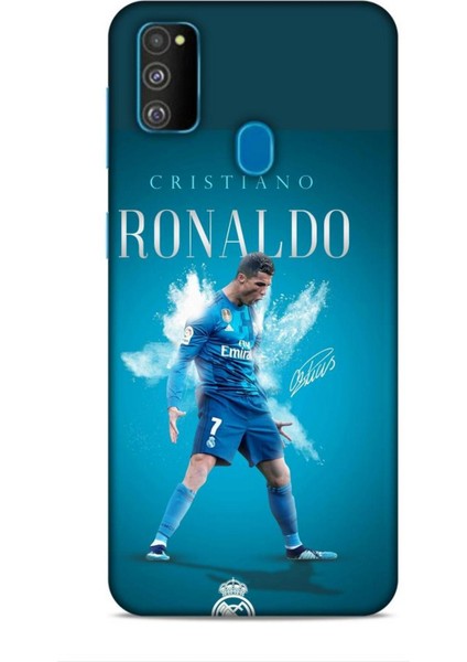 Samsung Galaxy M30S Riksos Futbolcular 11 Cristiano Ronaldo Mavi 4K Baskılı Kılıf