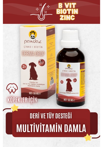 Dermadrop - Deri ve Tüy Sağlığını Destekleyen Damla (Biotin, Çinko, B Vitaminleri) Köpek