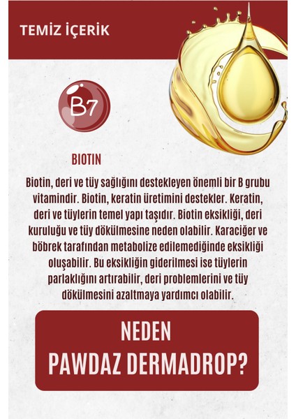 Dermadrop - Deri ve Tüy Sağlığını Destekleyen Damla (Biotin, Çinko, B Vitaminleri) Köpek