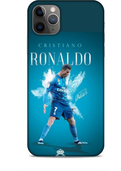 Apple iPhone 11 Pro Max Omega Futbolcular 11 Cristiano Ronaldo Mavi 4K Baskılı Kılıf
