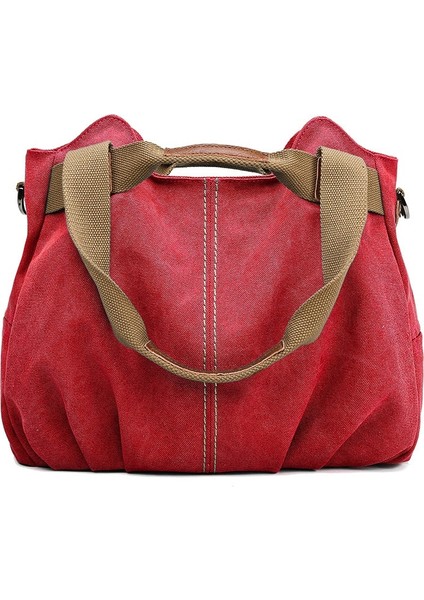 Omuz Çantası, Kalınlaştırılmış Kanvas Çanta, Kadın Çantası, Çapraz Çanta, Yıkanmış Kanvas Çanta (Yurt Dışından)