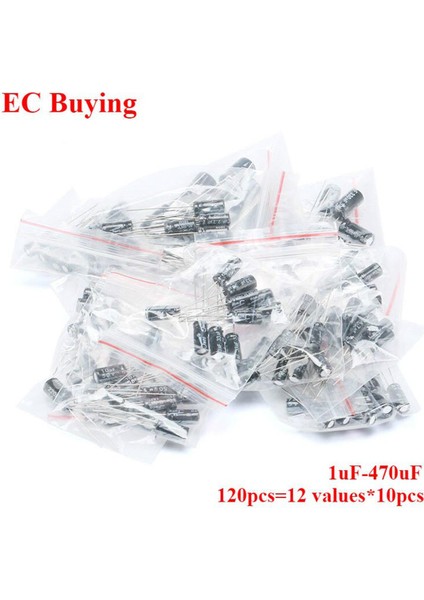 120 Adet 1UF-470UF Elektrolitik Kondansatör Çeşitleri Kiti 1uf 2.2uf 3.3uf 4.7uf 10UF 22UF 33UF 47UF 100UF 220UF 330UF 470UF 12 Değer (Yurt Dışından)