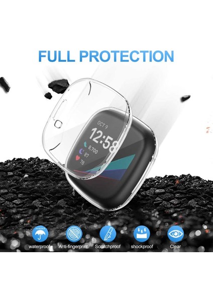 Yumuşak Tpu Kılıf Fitbit Versa 3 Için 2 1 Sense Su Geçirmez Izle Kabuk Kapak Ekran Koruyucu Fitbit Versa 3 Için Tam Kapak Kılıf (Yurt Dışından)