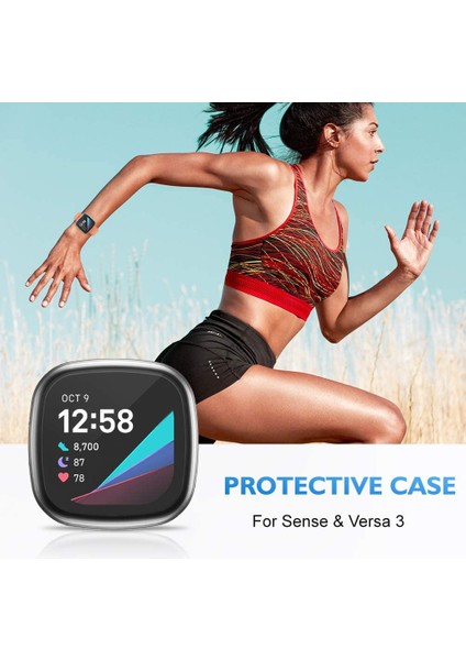 Yumuşak Tpu Kılıf Fitbit Versa 3 Için 2 1 Sense Su Geçirmez Izle Kabuk Kapak Ekran Koruyucu Fitbit Versa 3 Için Tam Kapak Kılıf (Yurt Dışından)