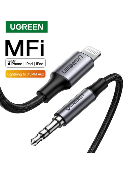 Ugreen Mfi Lightning 3.5mm Aux Kablosu iPhone 11 Pro Max x 7 3.5mm Jack Erkek 1m Kablo Araç Dönüştürücü Kulaklık Ses Adaptörü (Yurt Dışından) modelleri