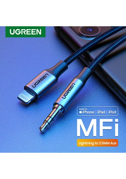Ugreen Mfi Lightning 3.5mm Aux Kablosu iPhone 11 Pro Max x 7 3.5mm Jack Erkek 1m Kablo Araç Dönüştürücü Kulaklık Ses Adaptörü (Yurt Dışından) fırsatları