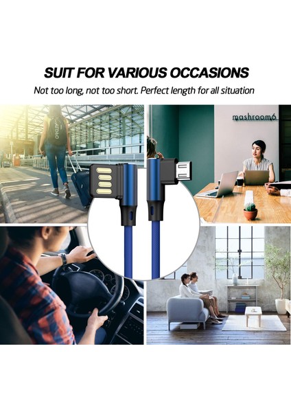 Çift Dirsek 90 Derece Geri Dönüşümlü Naylon Örgülü Şarj Kablosu Senkronize Veri Hızlı Kablo Şarj Cihazı iphone Mikro USB Tip-C (Yurt Dışından) fırsatları