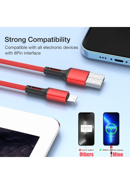 Hızlı Şarj USB Kablosu iPhone 12 11 Pro Max 10 x Xr Xs 6 6s 7 8 Artı Se Uzun 2m 3m Kısa 25CM Apple I Telefon Veri Şarj Kablosu (Yurt Dışından)