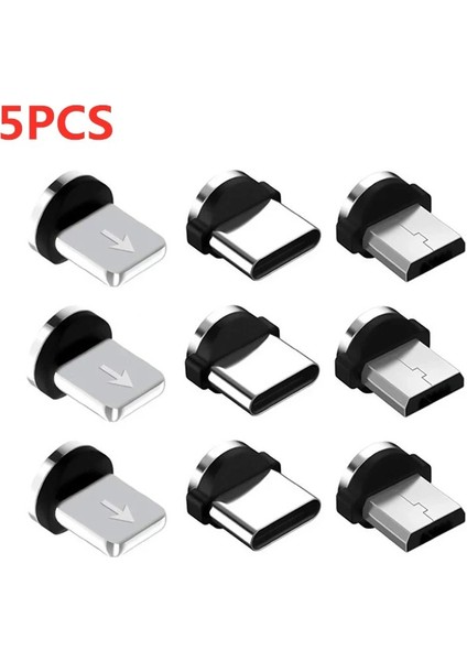 Adet Yuvarlak Manyetik Kablo Fişi Tip C Mikro USB C Fişler Hızlı Şarj Kablosu Adaptörü Telefon Mikro USB Tip-C Mıknatıs Şarj Cihazı Fişi (Yurt Dışından)