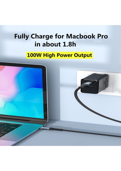 Elough 100W USB Tip C USB C Kablosu Hızlı Şarj Cihazı Cep Telefonları Şarj Usb-C Kablosu Tel Xiaomi Samsung Poco Macbook iPad (Yurt Dışından)