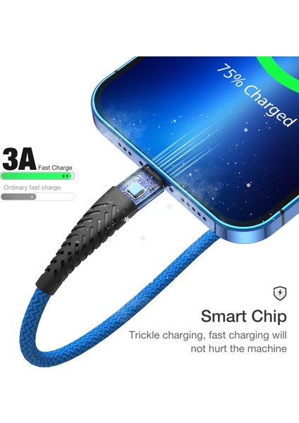 Hızlı Şarj USB Kablosu iPhone 13 12 11 Pro Max x Xr Xs 5 6 S 7 8 Artı Se Uzun 1 M 2 M 3 M Apple Veri Şarj Kablosu 1 2 3 M Tel (Yurt Dışından)