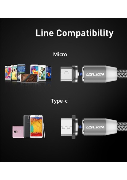 Uslıon 3m Manyetik Mikro USB Kablosu Samsung S10 Tip-C Şarj Şarj Mıknatıslı Şarj Adaptörü USB Tip C Cep Telefonu Kabloları (Yurt Dışından) fırsatları