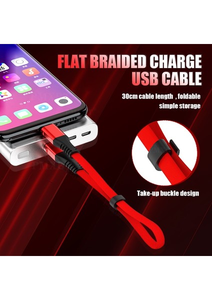 30 cm Kısa Kablo Tip C Mikro USB Hızlı Şarj Veri Kablosu Xiaomi Huawei Cep Telefonu Güç Bankası Pil Taşınabilir USB Kablosu (Yurt Dışından) modelleri