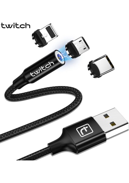 Twitch 1m 2m Manyetik Mikro USB Kablosu iPhone Samsung Android Cep Telefonu Için Hızlı Şarj USB Tipi C Kablo Mıknatıslı Şarj Kablosu (Yurt Dışından)