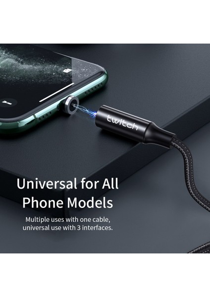Twitch 1m 2m Manyetik Mikro USB Kablosu iPhone Samsung Android Cep Telefonu Için Hızlı Şarj USB Tipi C Kablo Mıknatıslı Şarj Kablosu (Yurt Dışından) fırsatları