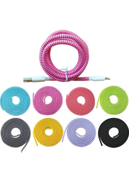 Renkli Spiral 1.4m USB Veri Kablosu Koruyucu-Evrensel Kulaklık Hattı Toz Geçirmez Kablo Sarıcı Kulaklık Tel Koruma Kapağı (Yurt Dışından)
