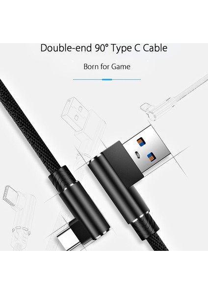 Oppselve 90 Derece Mikro USB Kablosu Hızlı Şarj Şarj Cihazı Telefon Veri Kablosu Mikro USB Kablosu Samsung Xiaomi Huawei C Tipi Kablo (Yurt Dışından)