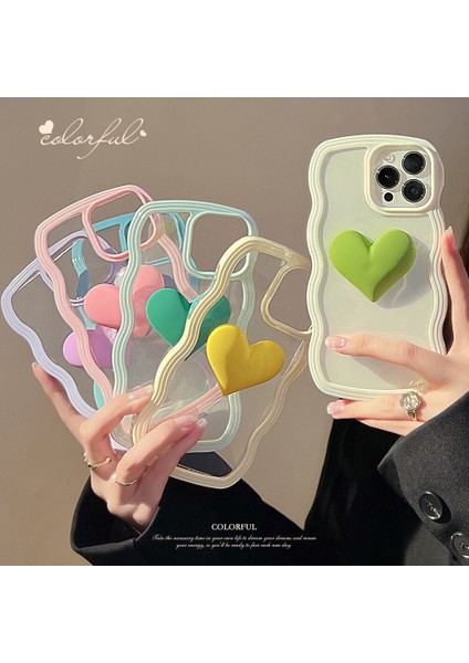 Lüks Iphone 14PRO Kılıf Arka Kapak ile 3D Aşk Silikon Yumuşak Düşme Önleme Kılıfı Kız Için Telefon Kılıfı Çanta Seyahat Için Günlük (Yurt Dışından)