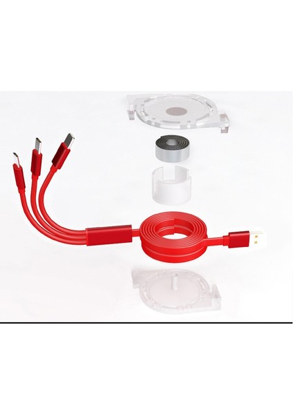 3'ü 1 Arada Teleskopik Hızlı Şarj Veri Kablosu / Android Için 5V-2,4A / iphone / Type-C Için (Yurt Dışından)
