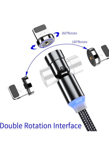 540 Derece Dönen Manyetik Kablo C Tipi Mikro USB Telefon Kablosu IPHONE11 Pro Xs Max Xiaomi Samsung USB Kablosu Tel Kablo (Yurt Dışından) fiyatları