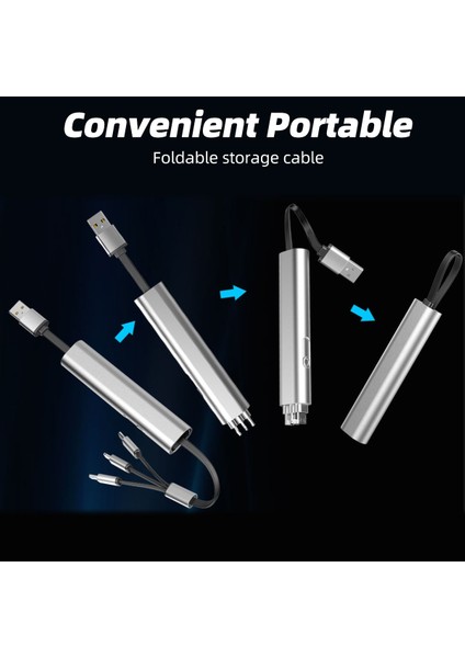 Metal 3in1 Hızlı Şarj USB Kablosu iPhone Samsung Huawei Için Gizli Çok Geri Çekilebilir Mikro USB C Şarj Aleti Kablosu Yaratıcı Hediyeler (Yurt Dışından) modelleri