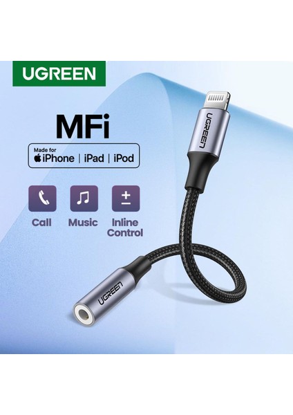 Ugreen Mfi Lightning 3.5mm Kulaklık Adaptörü iPhone 11 Pro 8 7 Aux 3.5mm Jak Kablosu Yıldırım Adaptörü Aksesuarları Için (Yurt Dışından)