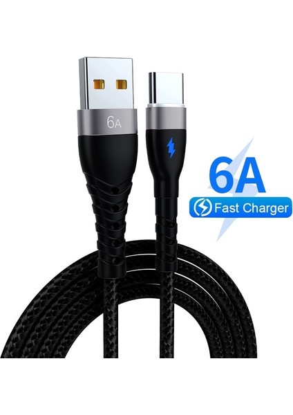 Samsung Xiaomi Huawei Için USB C Tipi Kablo 6A Hızlı Şarj USB C Kablosu Cep Telefonu Şarj Cihazı Usbc C Tipi Veri Kablosu Kablosu (Yurt Dışından)