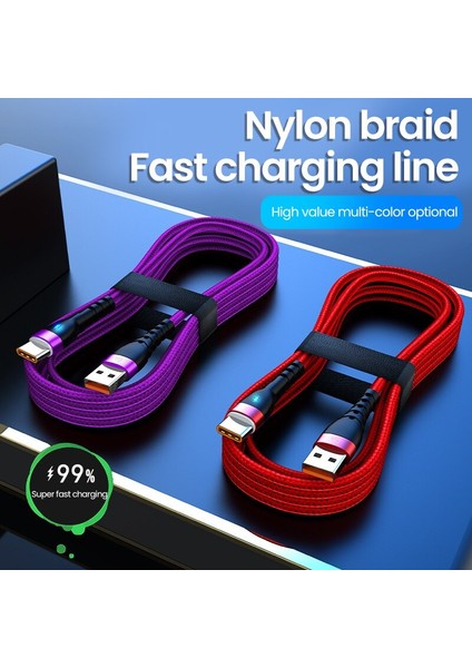 Samsung Xiaomi Huawei Için USB C Tipi Kablo 6A Hızlı Şarj USB C Kablosu Cep Telefonu Şarj Cihazı Usbc C Tipi Veri Kablosu Kablosu (Yurt Dışından)