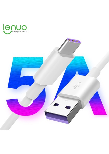 Lenuo 5A Süper Hızlı Şarj Hattı USB Tip C Veri Kablosu (Beyaz 1m / 1,5m / 2m) (Yurt Dışından)