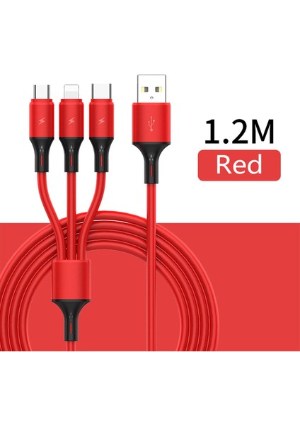 Yeni 3 In 1 Hızlı Şarj Kablosu iPhone Huawei Mikro USB C Tipi Şarj Aleti Kablosu Çoklu USB Bağlantı Noktası Çoklu USB Şarj Kablosu (Yurt Dışından)