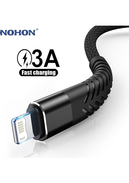 USB Kablosu iPhone 14 13 12 11 Pro Max Xs x 6 6s 7 8 Artı Se 3A Hızlı Şarj Kablosu iPhone Şarj Aleti Kablosu USB Veri Hattı 3m (Yurt Dışından)