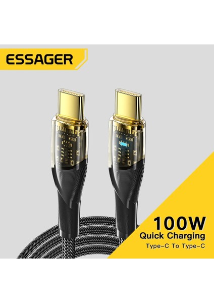 Essager Pd 100W 60W USB C Tip C Kablo 7A Hızlı Şarj Şarj Aleti Kablosu Tel Kablosu iPhone Huawei Xiaomi Poco Realme Samsung Usb-C Kablosu (Yurt Dışından)