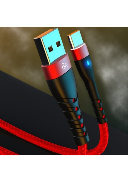 Samsung Xiaomi Huawei Için USB C Tipi Kablo 6A Hızlı Şarj USB C Kablosu Cep Telefonu Şarj Cihazı Usbc C Tipi Veri Kablosu Kablosu (Yurt Dışından)