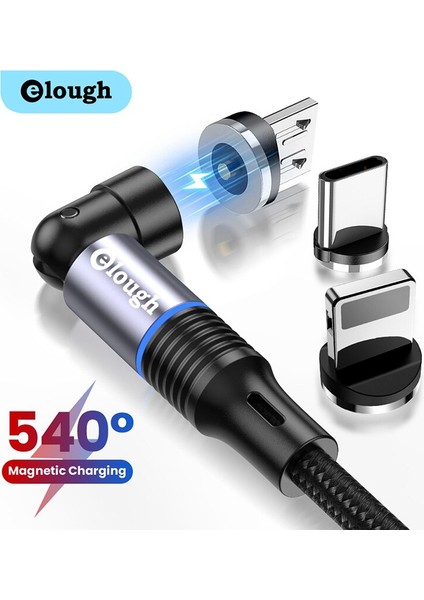 Elough Manyetik Kablo 540 Döndür Manyetik Şarj Mikro USB C Kablosu Hızlı Şarj iPhone Xiaomi Poco Mıknatıs Telefon Tel Kablosu (Yurt Dışından) fiyatları