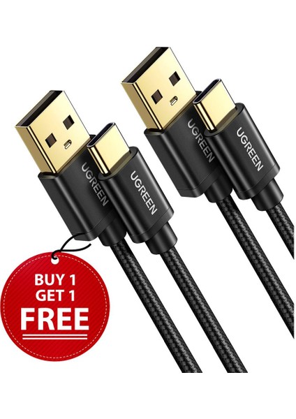 (Bir Alana Bir Bedava) Ugreen USB C Kablosu USB C Hızlı Şarj Kablosu 3A USB C Şarj Kablosu Örgü Galaxy A51 S20 Moto Için USB A'dan USB C'ye Kablo (Yurt Dışından)