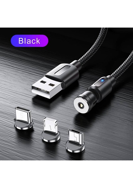540 Döndür Manyetik Kablo USB Hızlı Şarj Tipi C Kablo Xiaomi Mıknatıs Şarj Mikro USB Kablosu Cep Telefonu Veri Kablosu (Yurt Dışından)