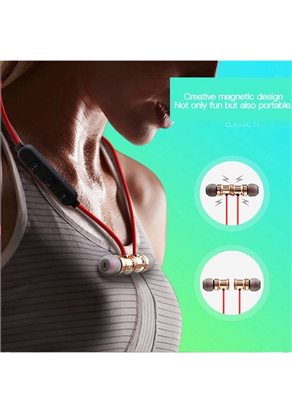 Yeni Bluetooth Kulaklık Spor Boyun Bandı Manyetik Kablosuz Kulaklık Stereo Kulakiçi Müzik Tüm Telefonlar Için Mic ile Metal Kulaklıklar (Yurt Dışından) modelleri
