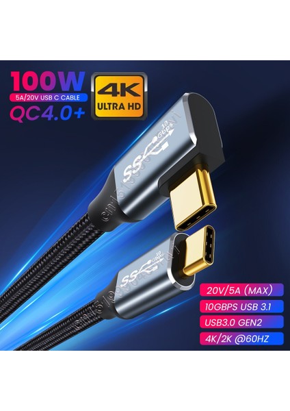 USB C Kablosu Pd 100 W 10 Gbps USB Tip C 3.1 Gen2 Kablo Telefon Için Macbook Pro/air Huawei Xiaomi 5A 4 K @ 60Hz Hızlı Şarj Kabloları (Yurt Dışından)