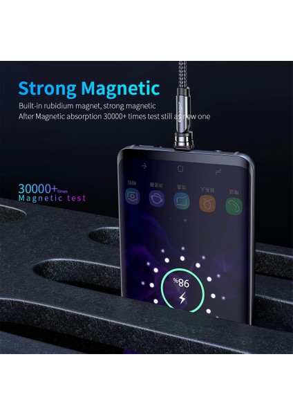 Essager Döndür Manyetik Kablo 360 Derece USB Tip C Şarj Kablosu 3A Hızlı Şarj Mıknatıs Şarj Cihazı 540 Döndür Mikro Manyetik Kablo (Yurt Dışından) modelleri