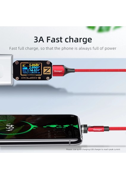 Essager Döndür Manyetik Kablo 360 Derece USB Tip C Şarj Kablosu 3A Hızlı Şarj Mıknatıs Şarj Cihazı 540 Döndür Mikro Manyetik Kablo (Yurt Dışından) indirimleri