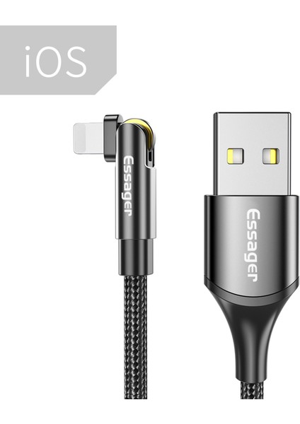 Essager 3A Hızlı Şarj Kablosu Mikro USB Tip C Veri Şarj Cihazı iPhone Xiaomi Cep Telefonu Için 180 ° Rotasyon Döndürme Tel Kablosu (Yurt Dışından)