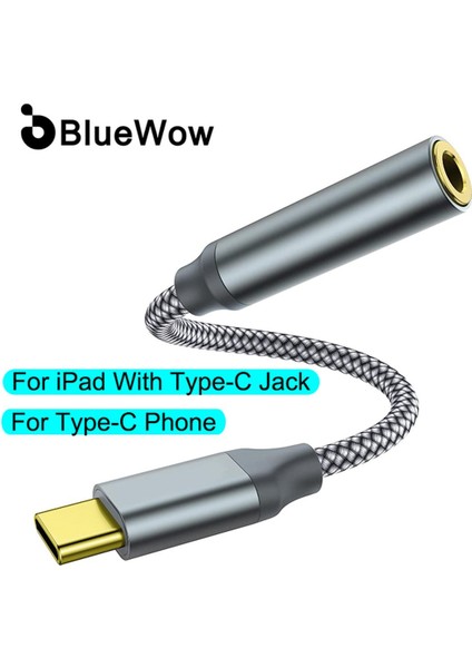 Bluewow ZJX-005 USB Tip C - iPad Için 3,5 mm Kadın Kulaklık Jakı Adaptörü, Jsaux USB C - Aux Ses Dongle Kablosu, 3,5 mm Jack Olmadan Tüm Tip-C Telefonlarla Uyumlu (Yurt Dışından)