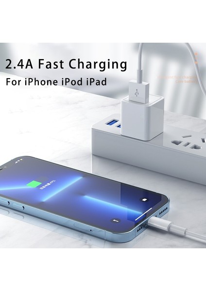 USB Kablosu iPhone 13 12 11 Pro Max Xs x 8 7 6 Artı Kablo 2.4A Hızlı Şarj Kablosu iPhone Şarj Aleti Kablosu USB Veri Hattı (Yurt Dışından)