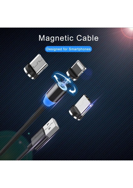 LED Manyetik USB Şarj Kablosu Tip C Kablo Mıknatıs Şarj Cihazı Veri Şarjı Mikro USB Kablosu Cep Telefonu Kablosu USB Kablosu (Yurt Dışından)