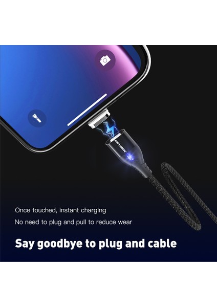 Keysıon Manyetik Kablo Mikro USB Tip C iPhone Yıldırım Kablosu 1 M 3A Hızlı Şarj Kablosu Tip-C Mıknatıslı Şarj Cihazı Telefon Kablosu (Yurt Dışından)