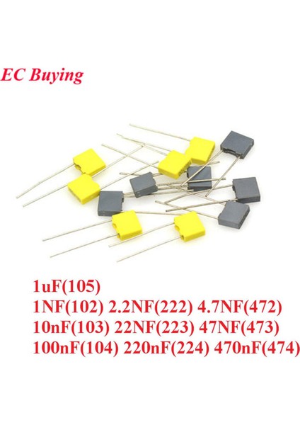 10 Adet 100 V Düzeltme Bloğu Kondansatör 1nf 2.2nf 4.7nf 10NF 22NF 47NF 0.1uf 100NF 220NF 470NF 1uf 102 103 104 105 222 223 224 472 (Yurt Dışından)